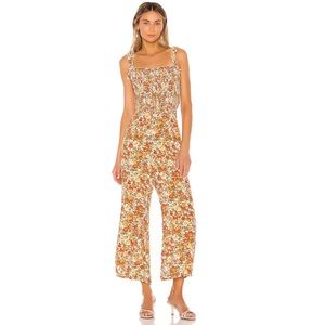 FAITHFULL THE BRAND Bernard Jumpsuit in Apricot Le Rose Floral Print Size USA 4